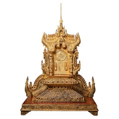 19th Century Very Beautiful Antique Burmese Buddha Throne, Originalbuddhas