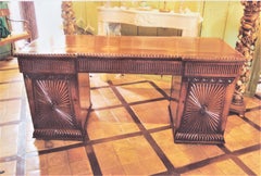 19th Century Very Good Anglo-Indian Carved Wood Mahogany Tanker Partners Desk