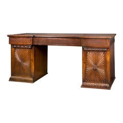 19th Century Very Good Anglo-Indian Carved Wood Mahogany Tanker Partners Desk