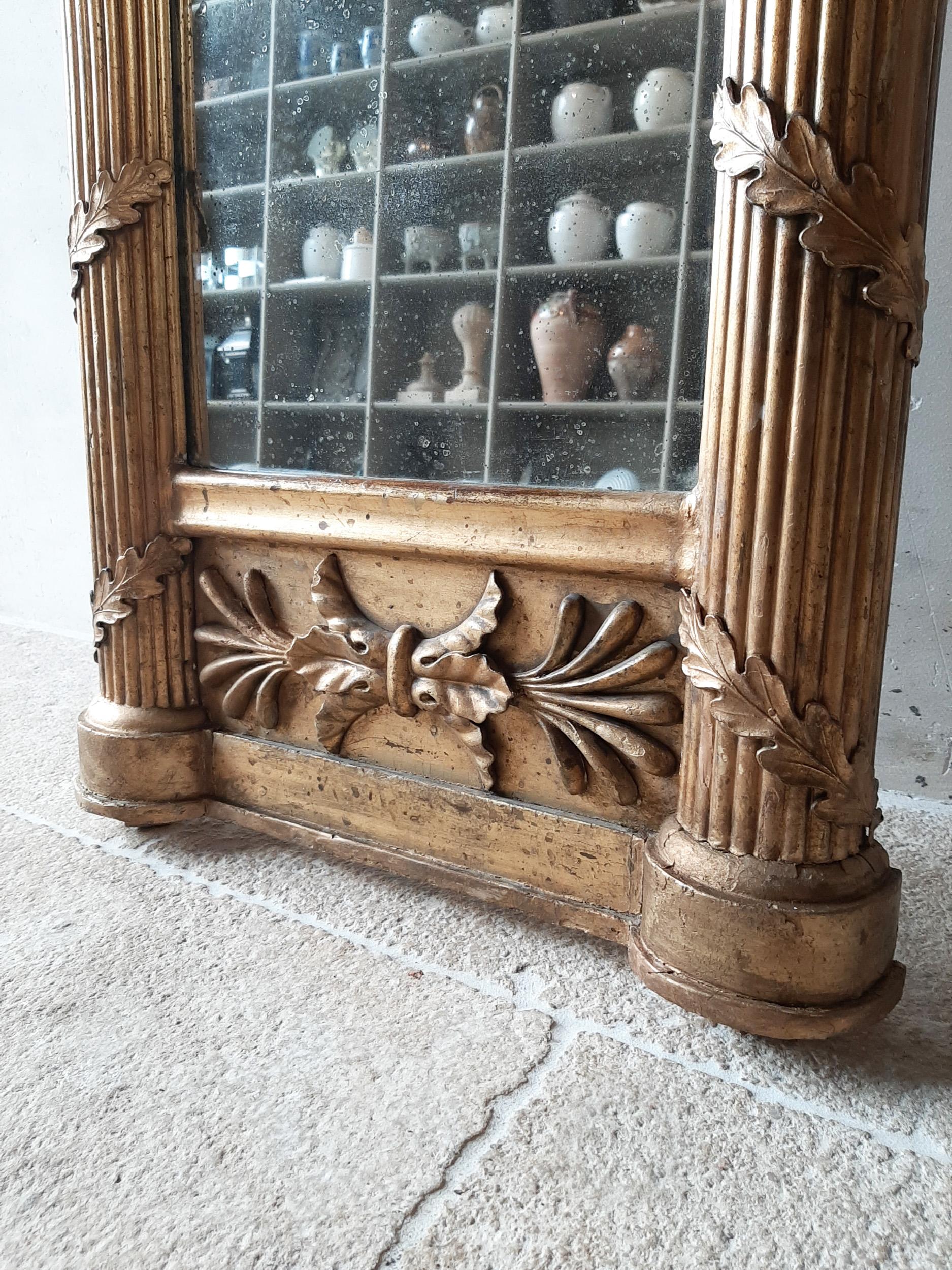 19th Century Very High, Narrow Penant Giltwood Mirror in Empire Style 6