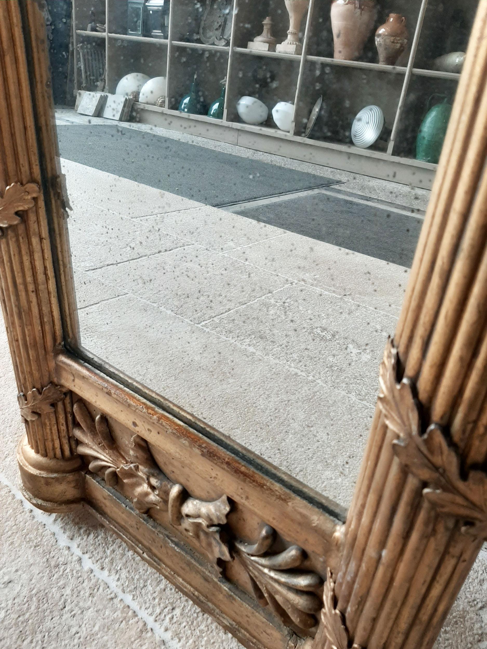 19th Century Very High, Narrow Penant Giltwood Mirror in Empire Style 4