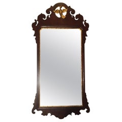 19th Century Very Large Chippendale Mahogany Original Mirror with Gilt Phoenix