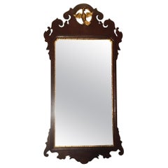 19th Century Very Large Chippendale Mahogany Original Mirror with Gilt Phoenix