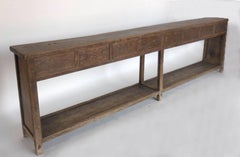 19th Century Very Long Elm Console with Drawers