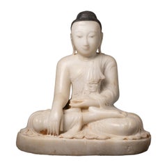 19th century Very nice antique marble Burmese Buddha statue