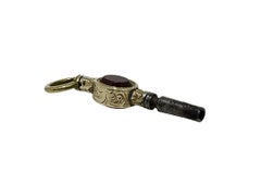 19th Century very small Brass and Gold Watch-Key with Jasper Stones