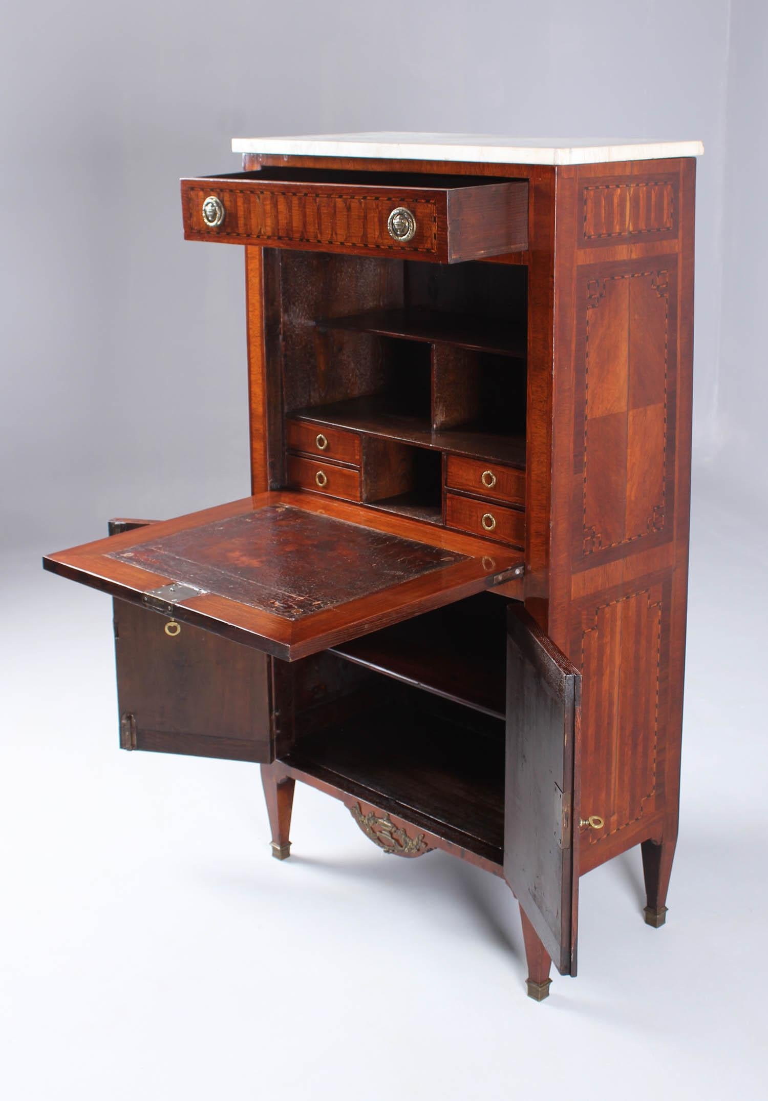 19th Century Very Small Secretary in Louis XVI Style with Marquetry, France 1890 13