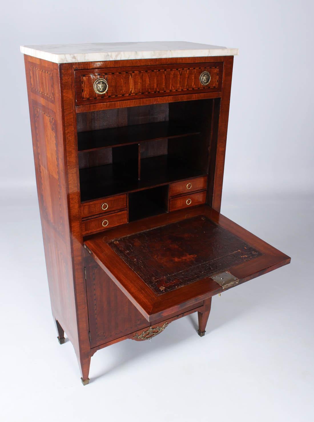 Rosewood 19th Century Very Small Secretary in Louis XVI Style with Marquetry, France 1890