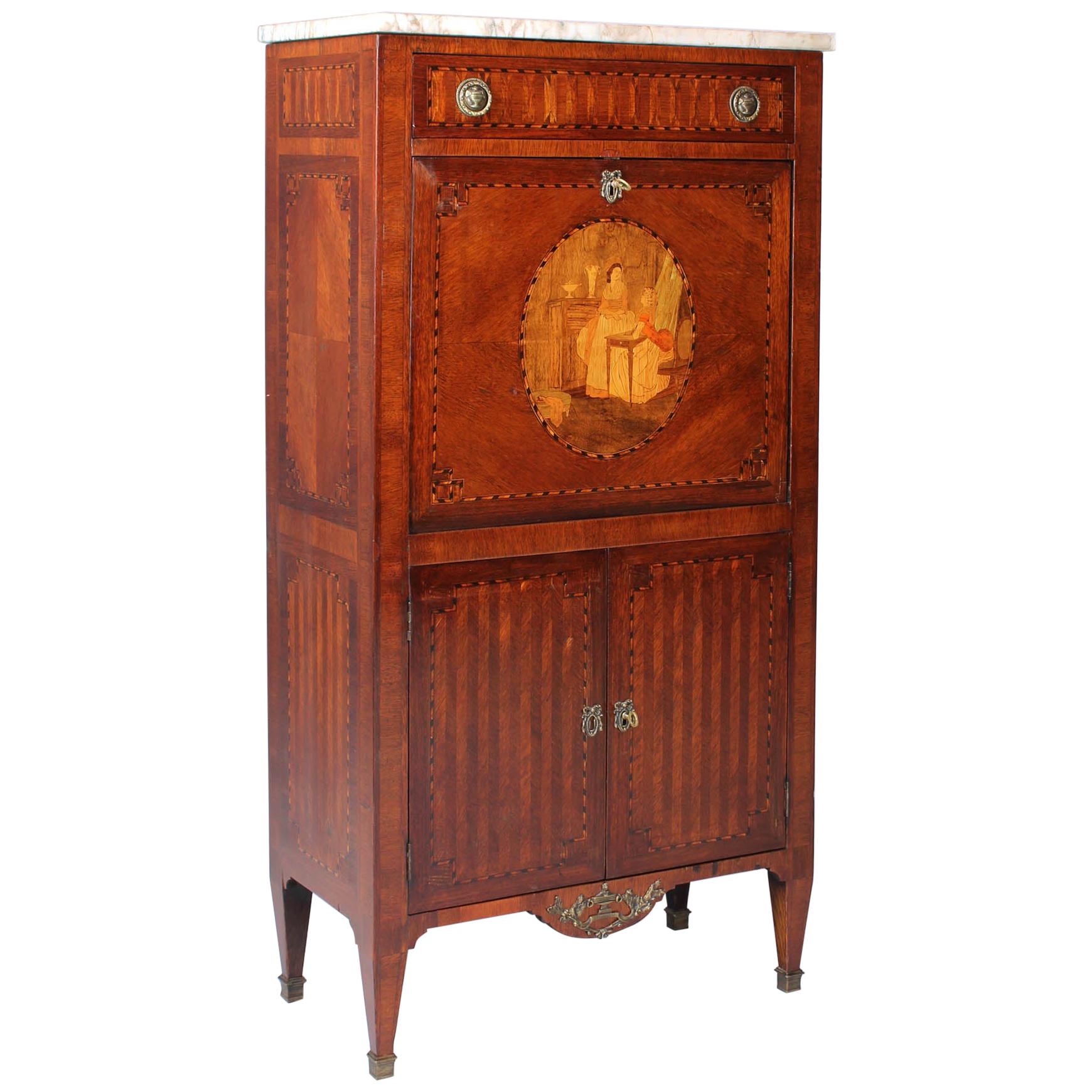 19th Century Very Small Secretary in Louis XVI Style with Marquetry, France 1890