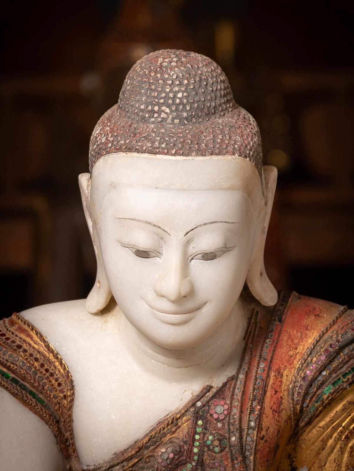 19th Century 19th century Very special marble Burmese Buddha statue from Burma For Sale