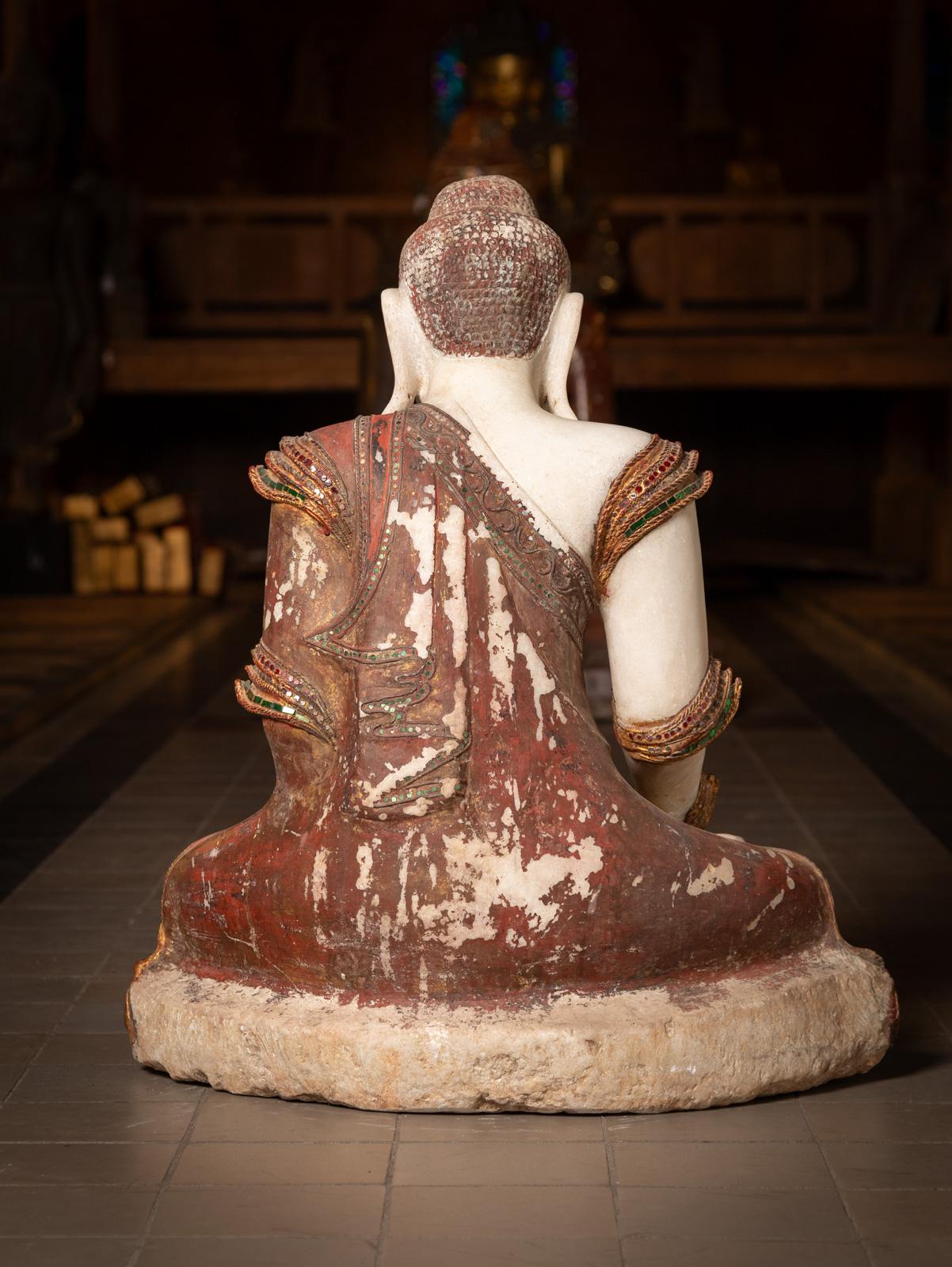 19th century Very special marble Burmese Buddha statue from Burma For Sale 4