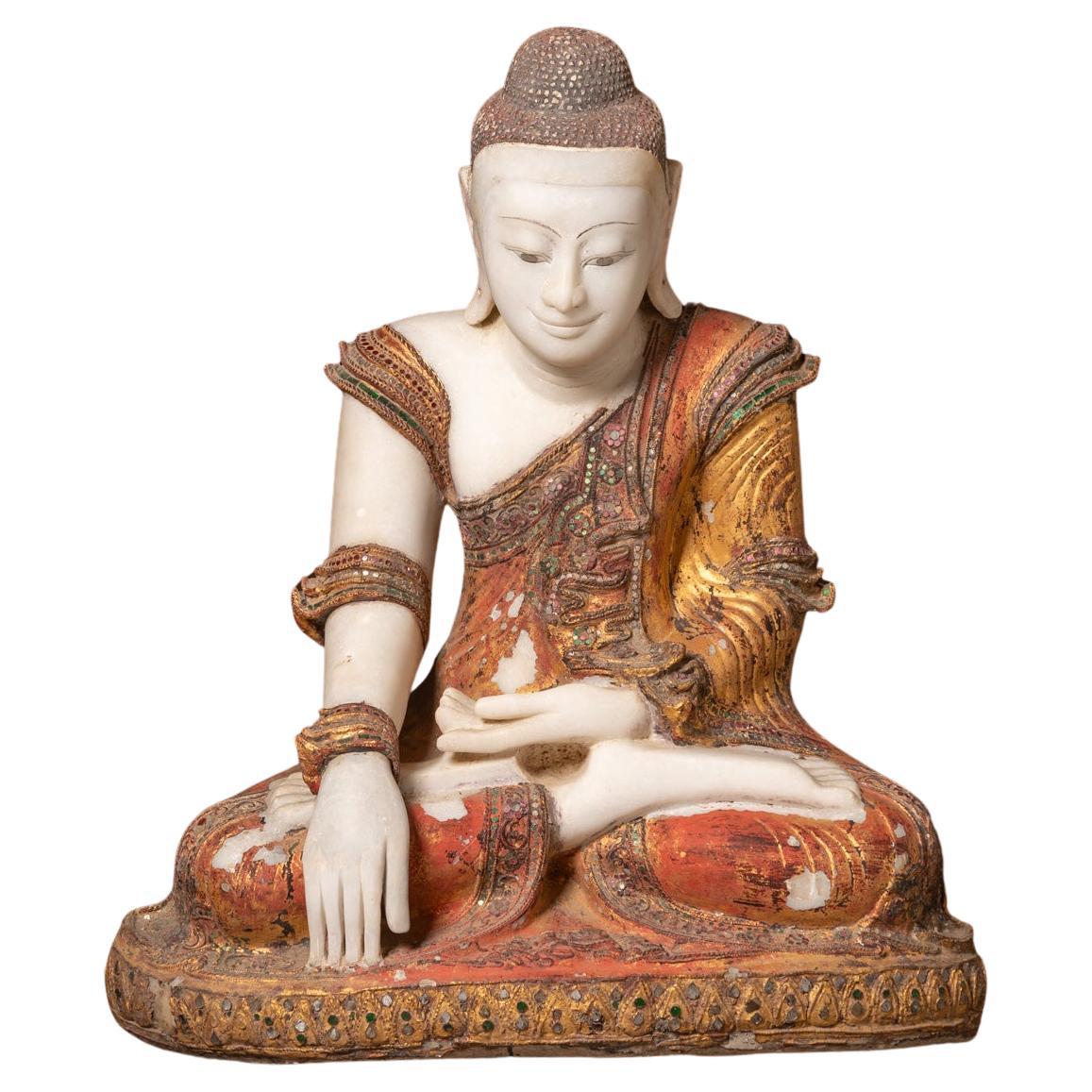 19th century Very special marble Burmese Buddha statue from Burma For Sale