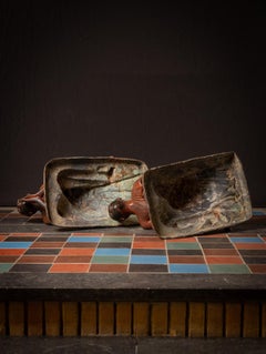 19th century very special pair of antique bronze Monk statues from Burma