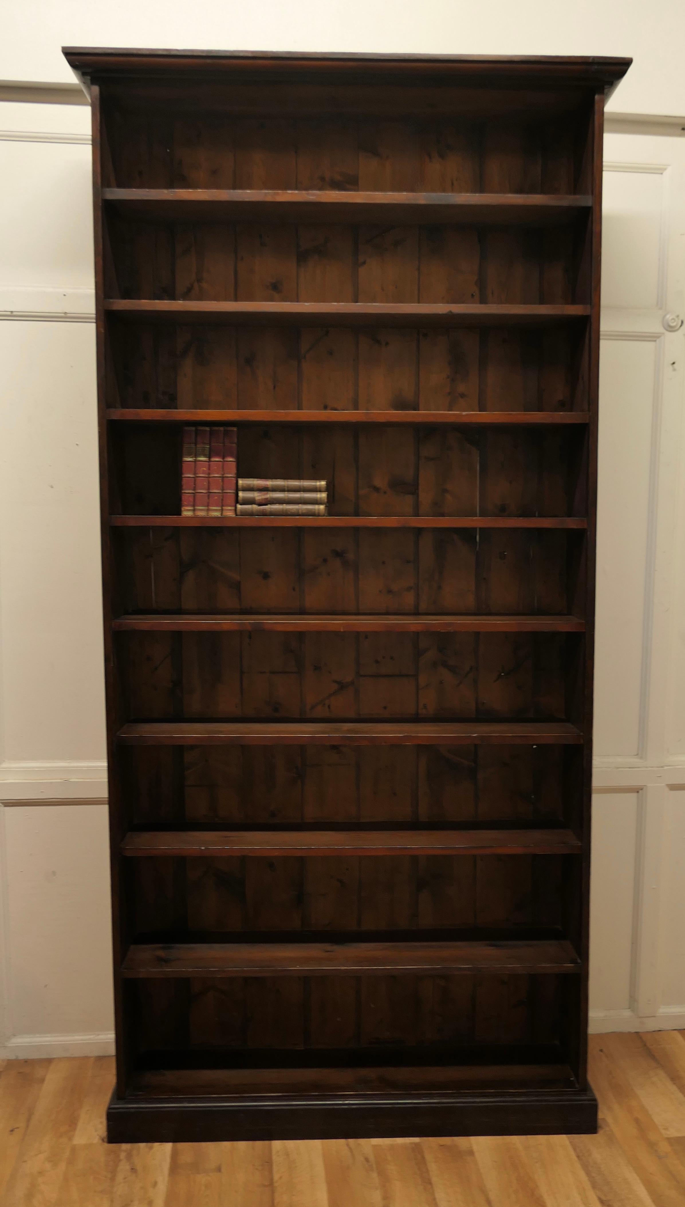 Victorian 19th Century Very Tall Open Book Case, in Dark Pine
