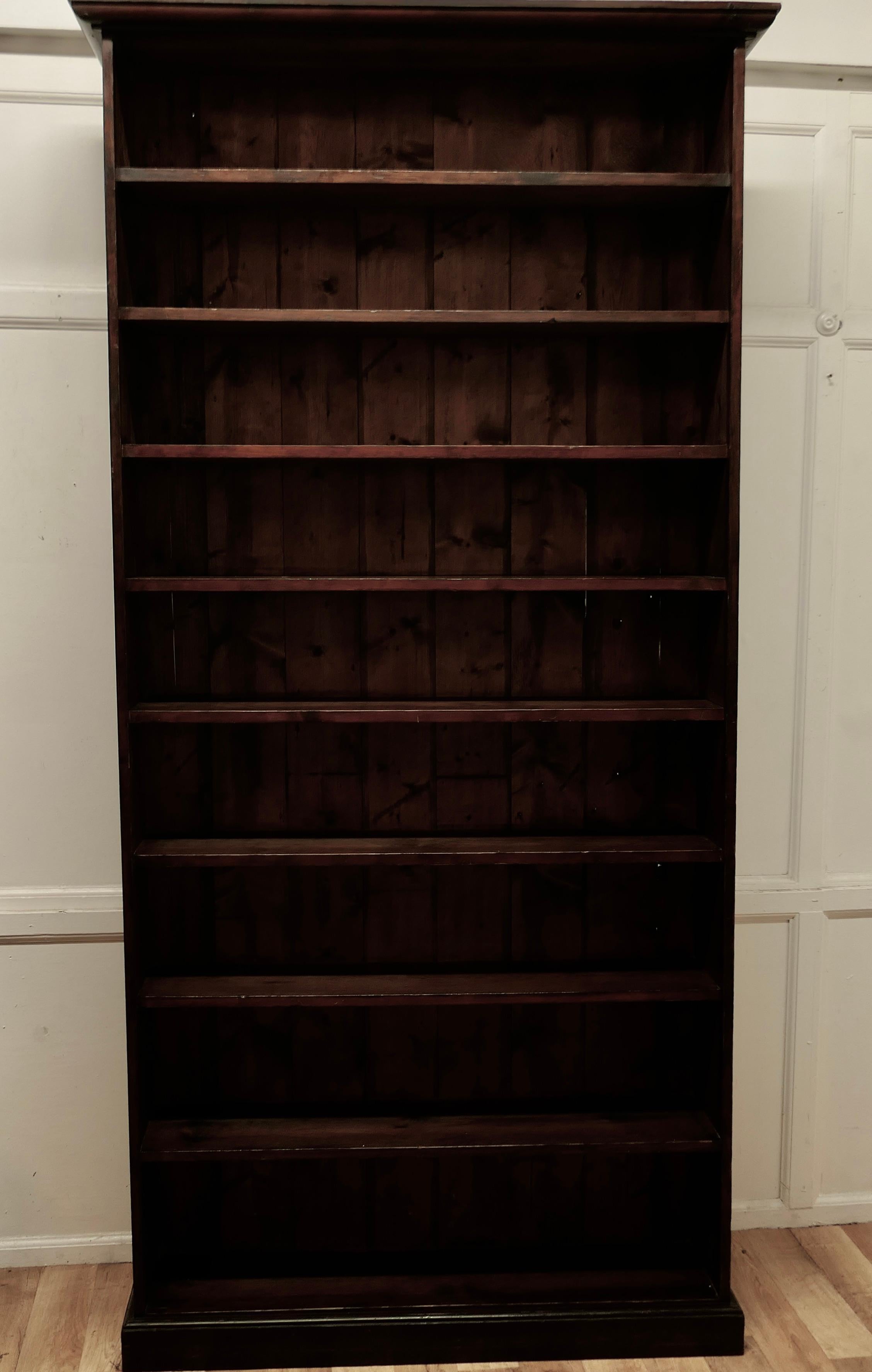 19th Century Very Tall Open Book Case, in Dark Pine 3