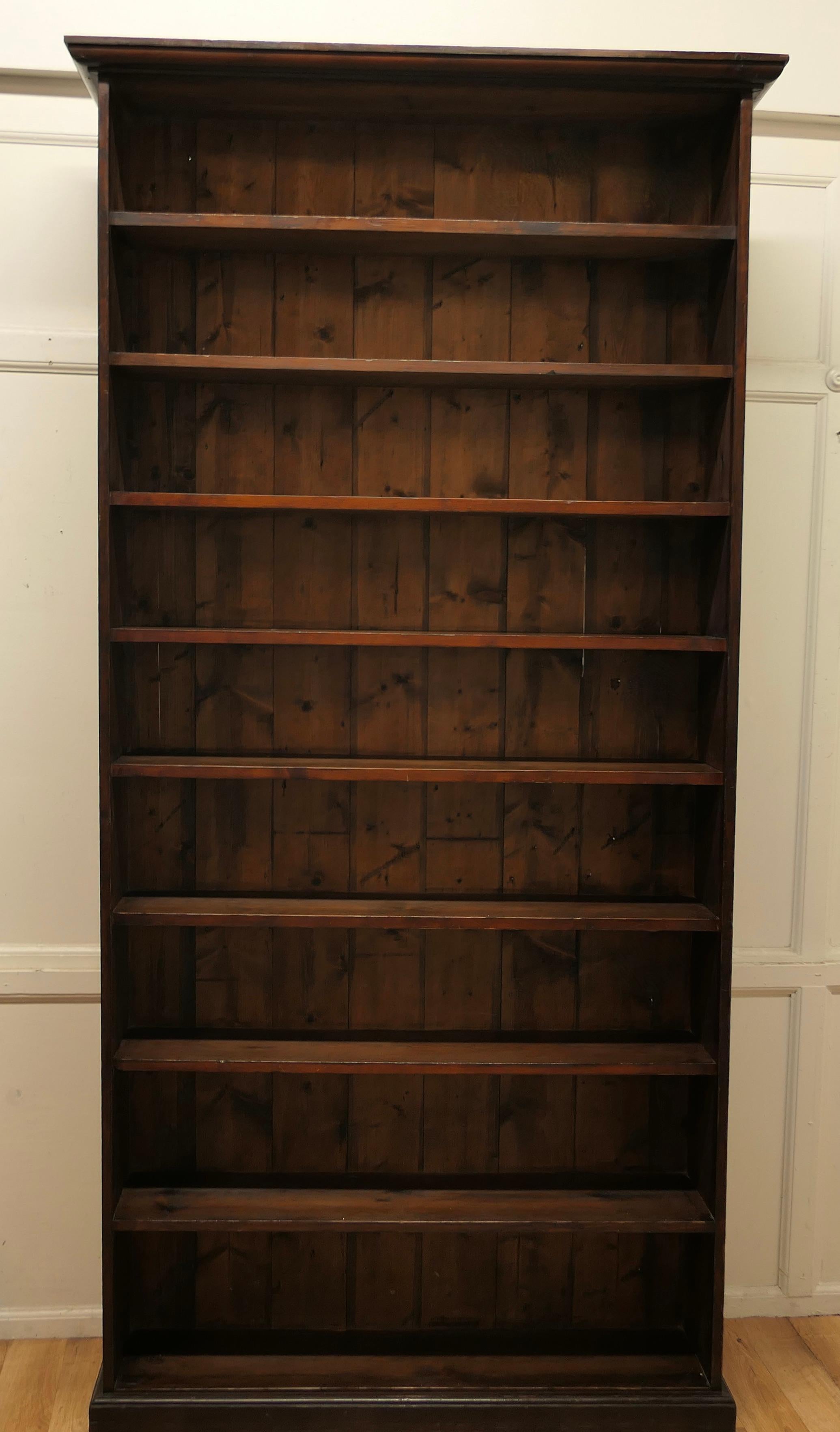 19th Century Very Tall Open Book Case, in Dark Pine 4