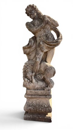 19th Century Vicenza Stone Sculpture of Hercules with Animals