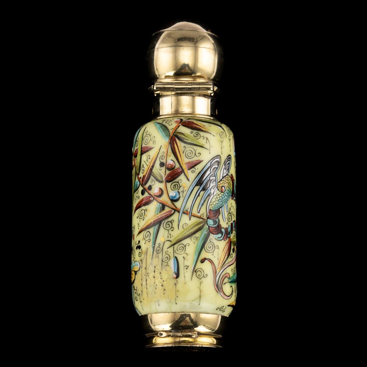 19th Century Victorian 18-Karat Gold and Enamel Scent Bottle, Sampson Mordan, circa 1880