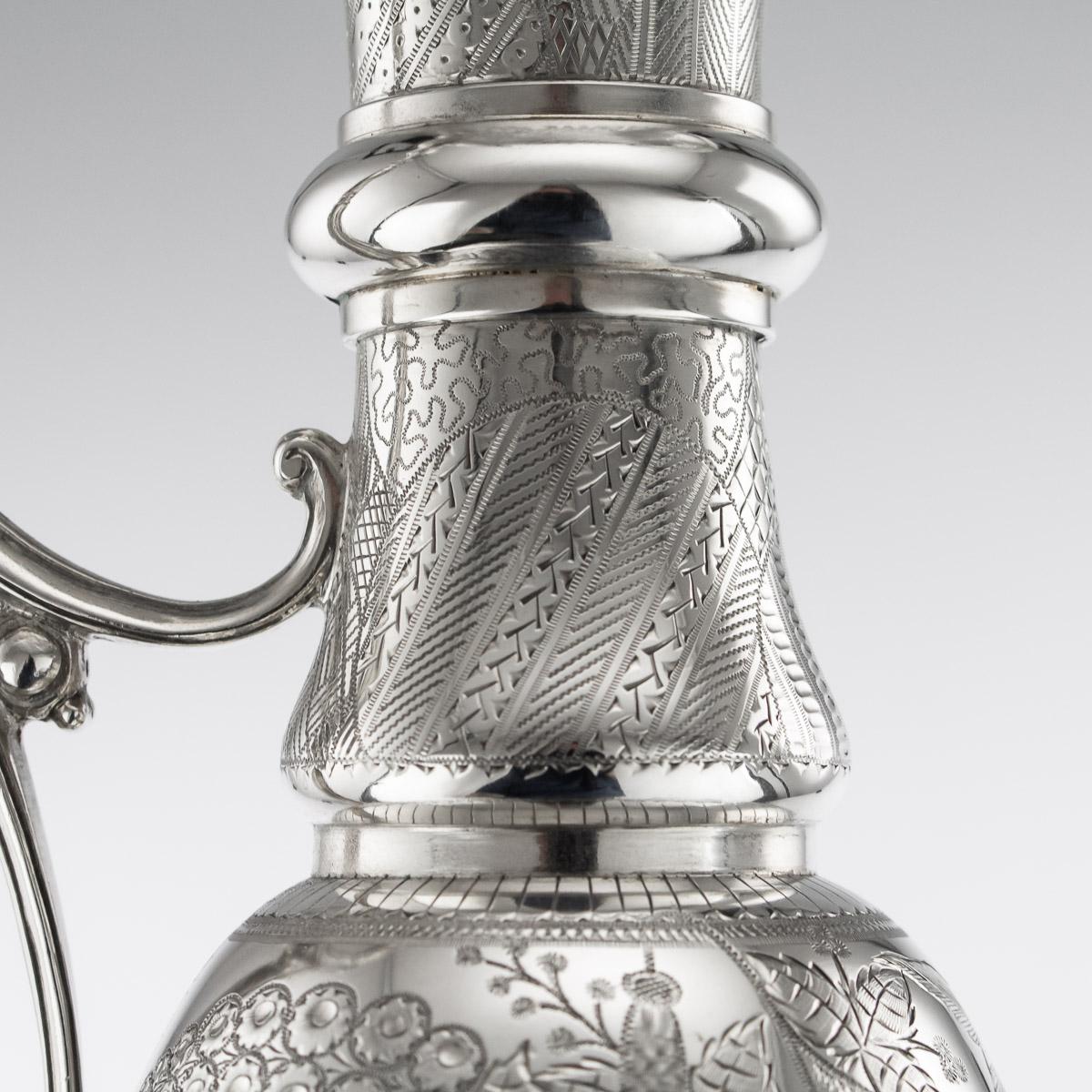 19th Century Victorian Aesthetic Movement Solid Silver Wine Jug, c.1879 For Sale 7