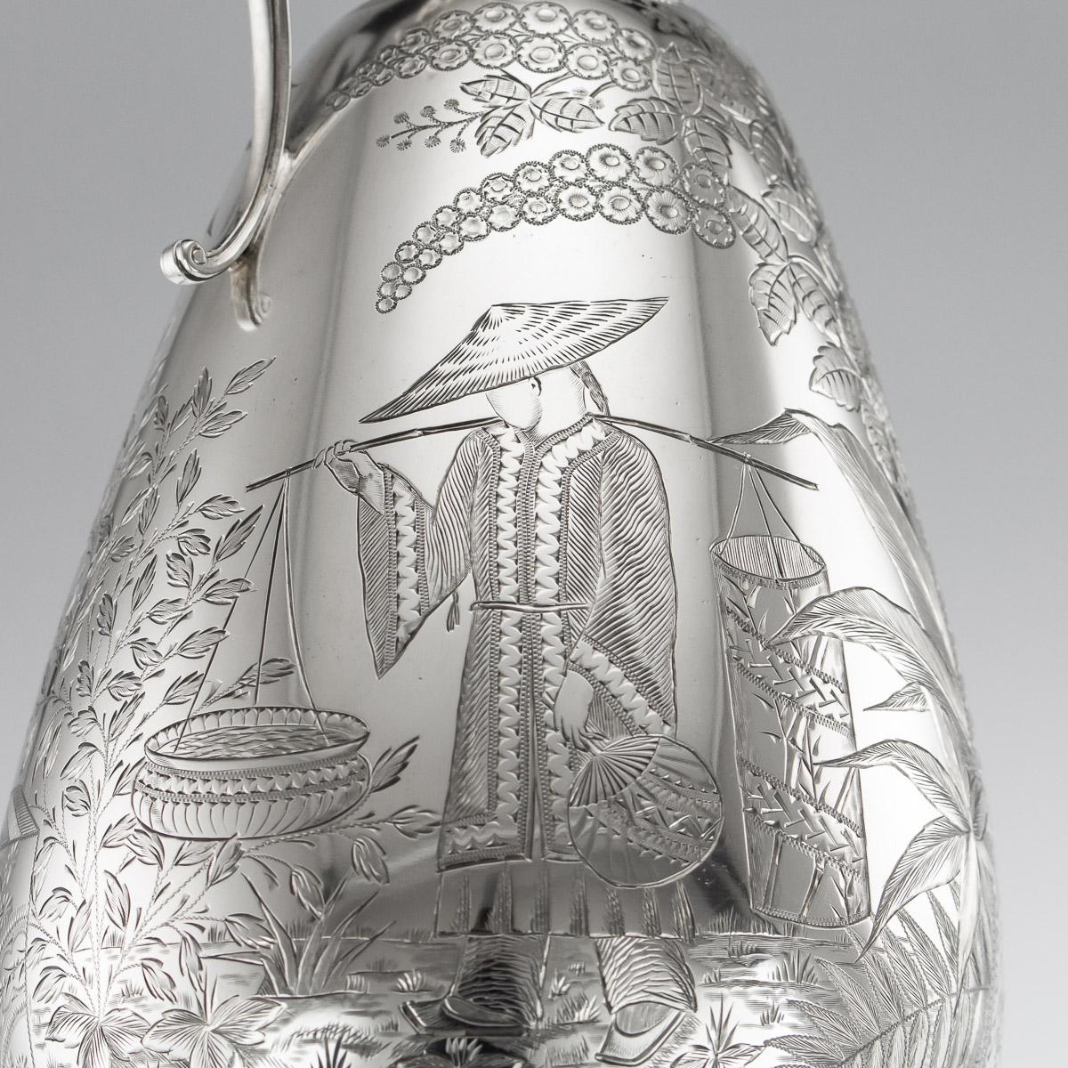 19th Century Victorian Aesthetic Movement Solid Silver Wine Jug, c.1879 For Sale 8