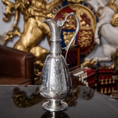 19th Century Victorian Aesthetic Movement Solid Silver Wine Jug, c.1879