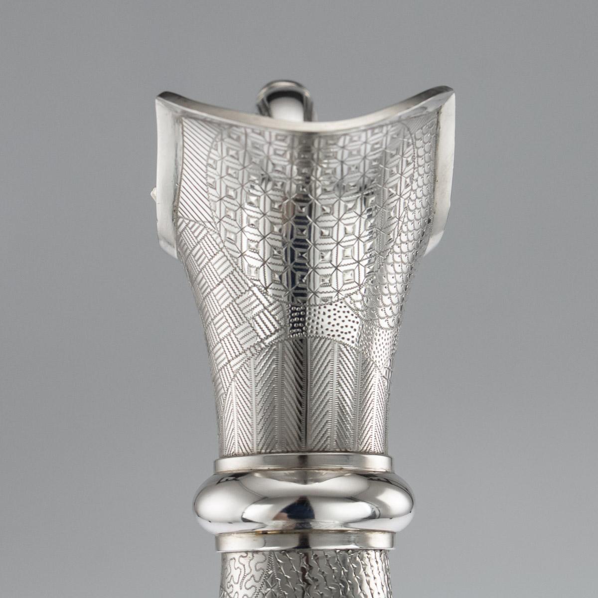 19th Century Victorian Aesthetic Movement Solid Silver Wine Jug, c.1879 For Sale 4