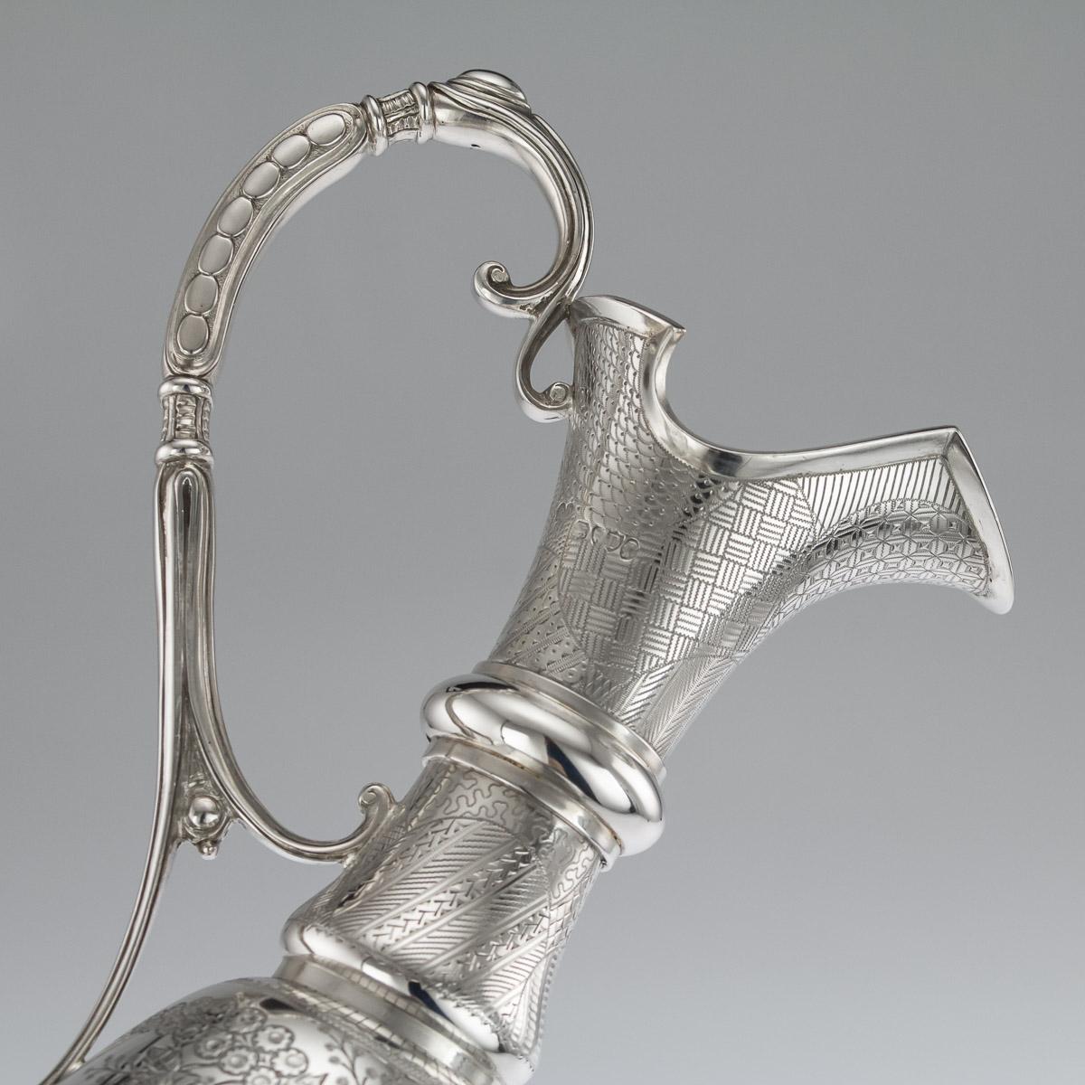 19th Century Victorian Aesthetic Movement Solid Silver Wine Jug, c.1879 For Sale 5
