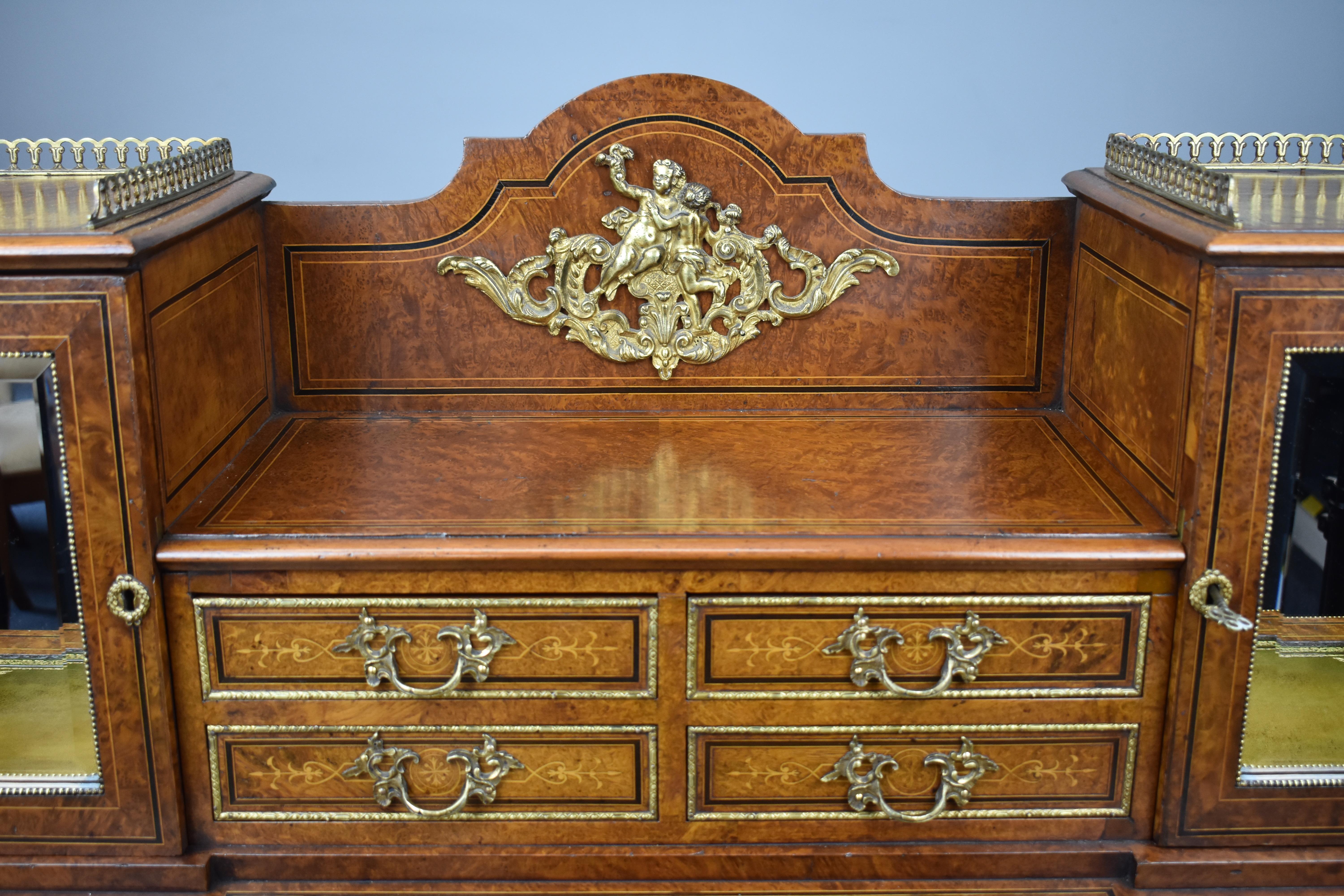 19th Century Victorian Amboyna Inlaid Pedestal Desk For Sale 8