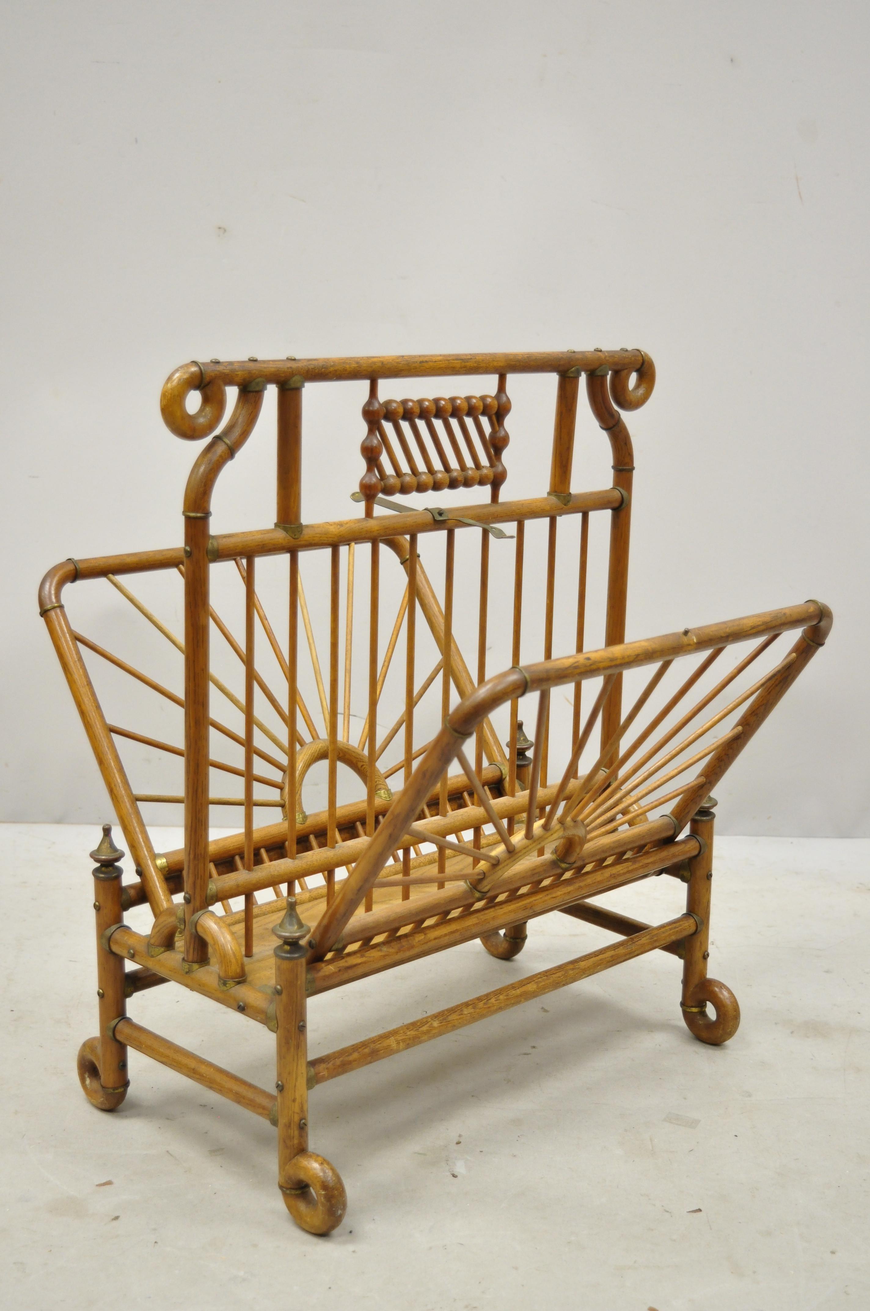 19th Century Victorian Antique Bentwood Stick and Ball Drop Side Magazine Rack 7
