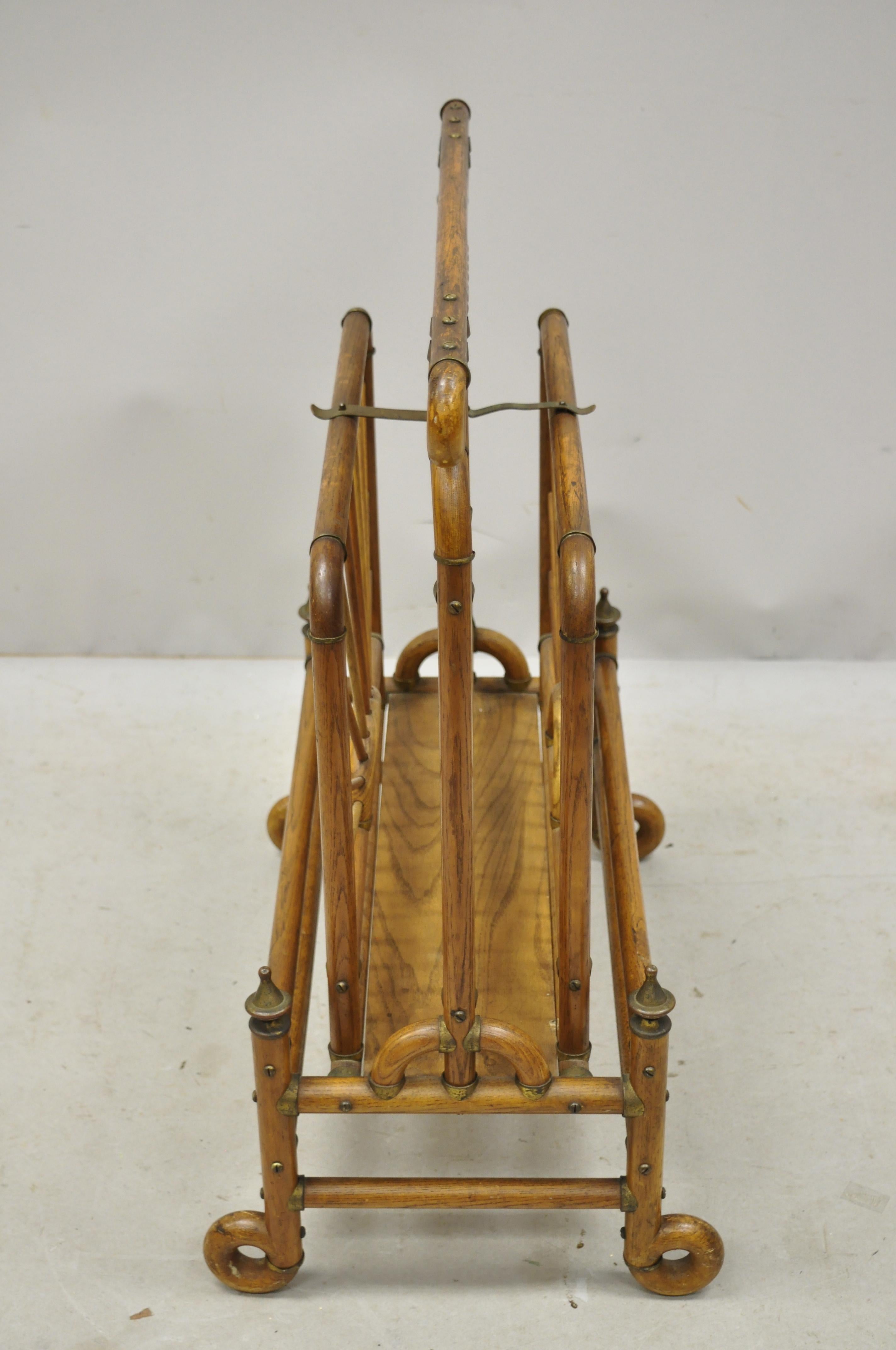 19th Century Victorian Antique Bentwood Stick and Ball Drop Side Magazine Rack In Good Condition In Philadelphia, PA