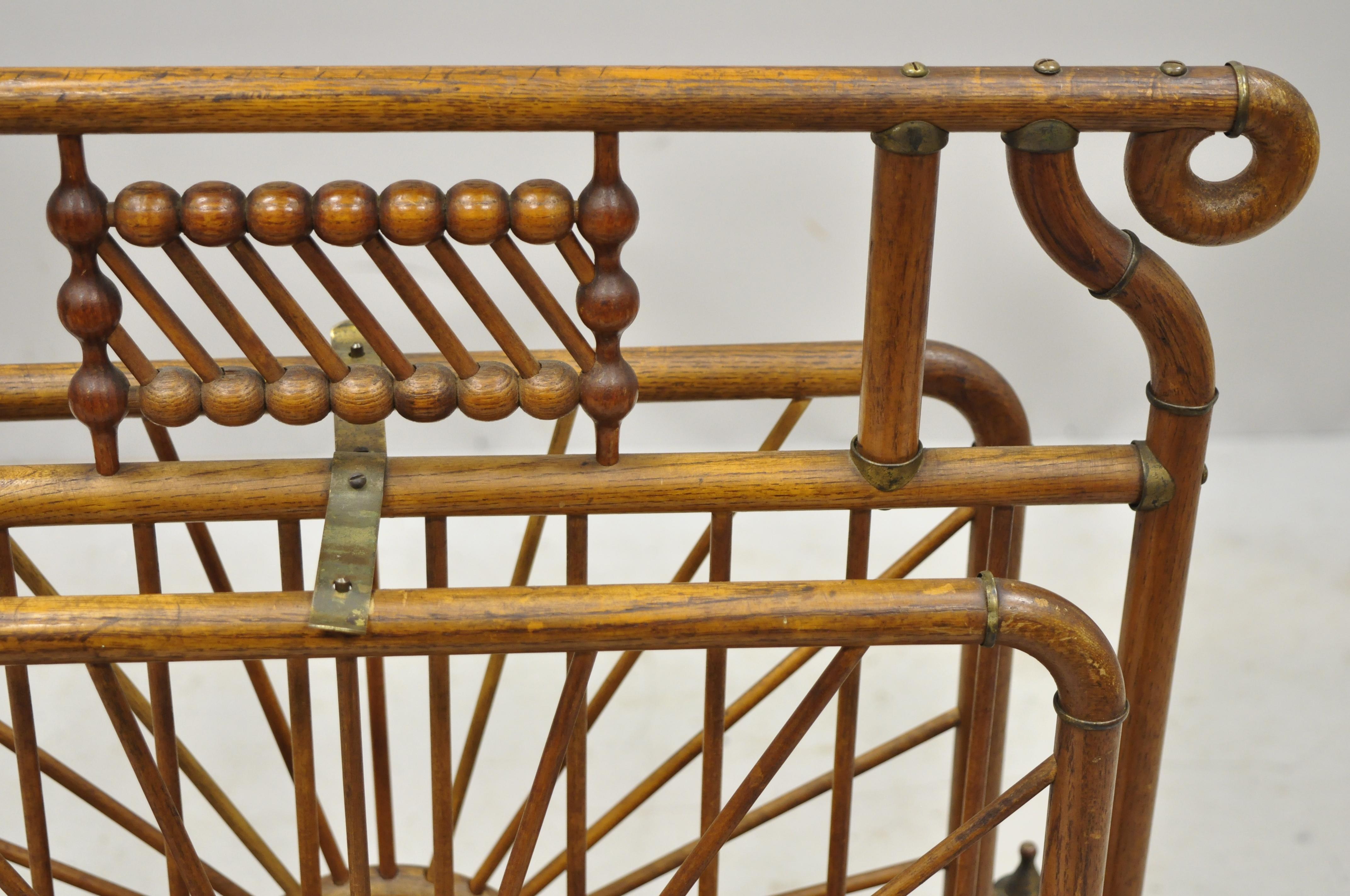 19th Century Victorian Antique Bentwood Stick and Ball Drop Side Magazine Rack 2