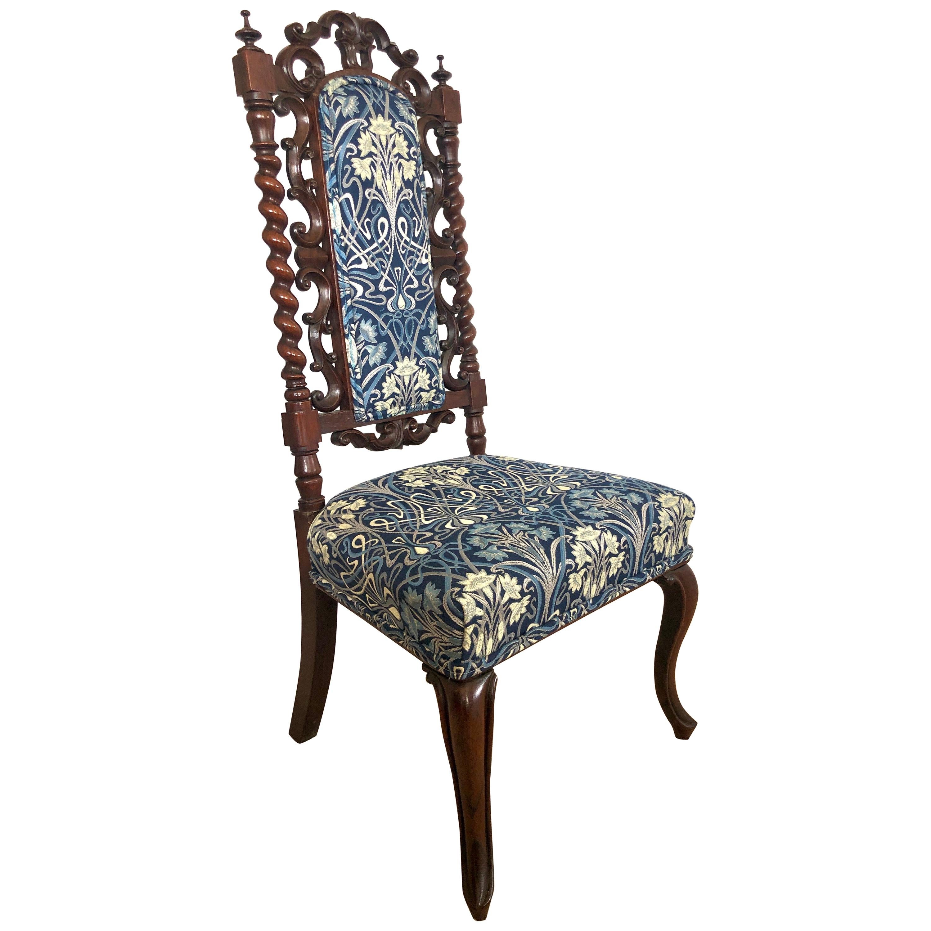 19th Century Victorian Antique Carved Mahogany Hall/Side Chair