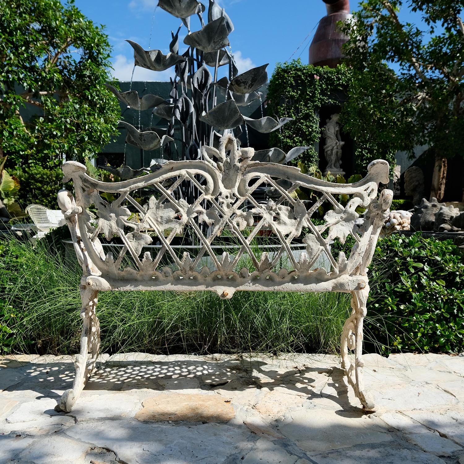 Banco de jardín de hierro fundido antiguo victoriano del siglo XIX Vaciado en venta