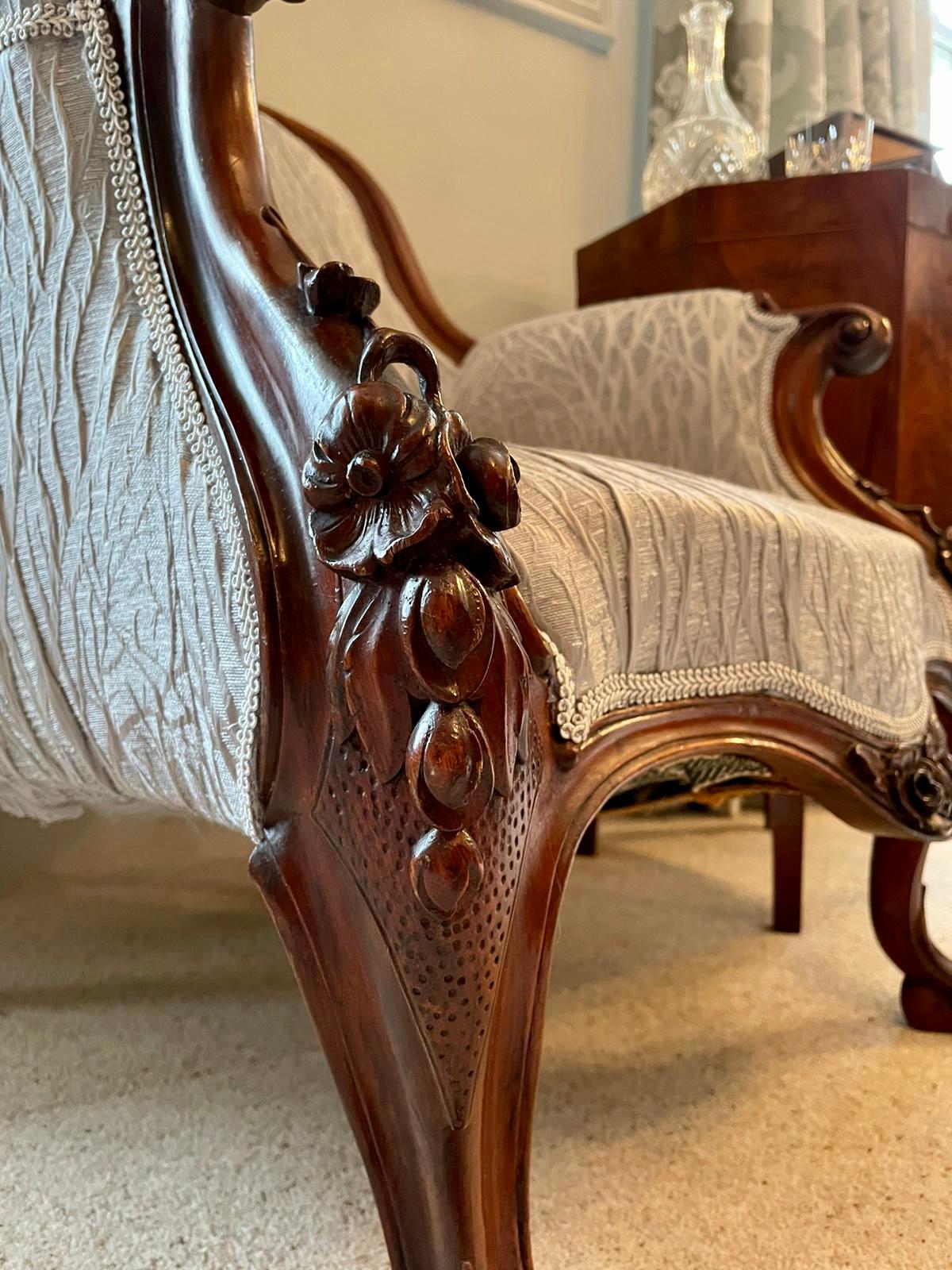 Hand-Carved 19th Century Victorian Antique Mahogany Carved Library Chair