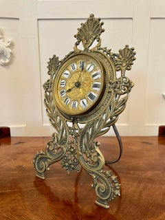 19th Century Victorian Antique Ornate Brass Desk Clock