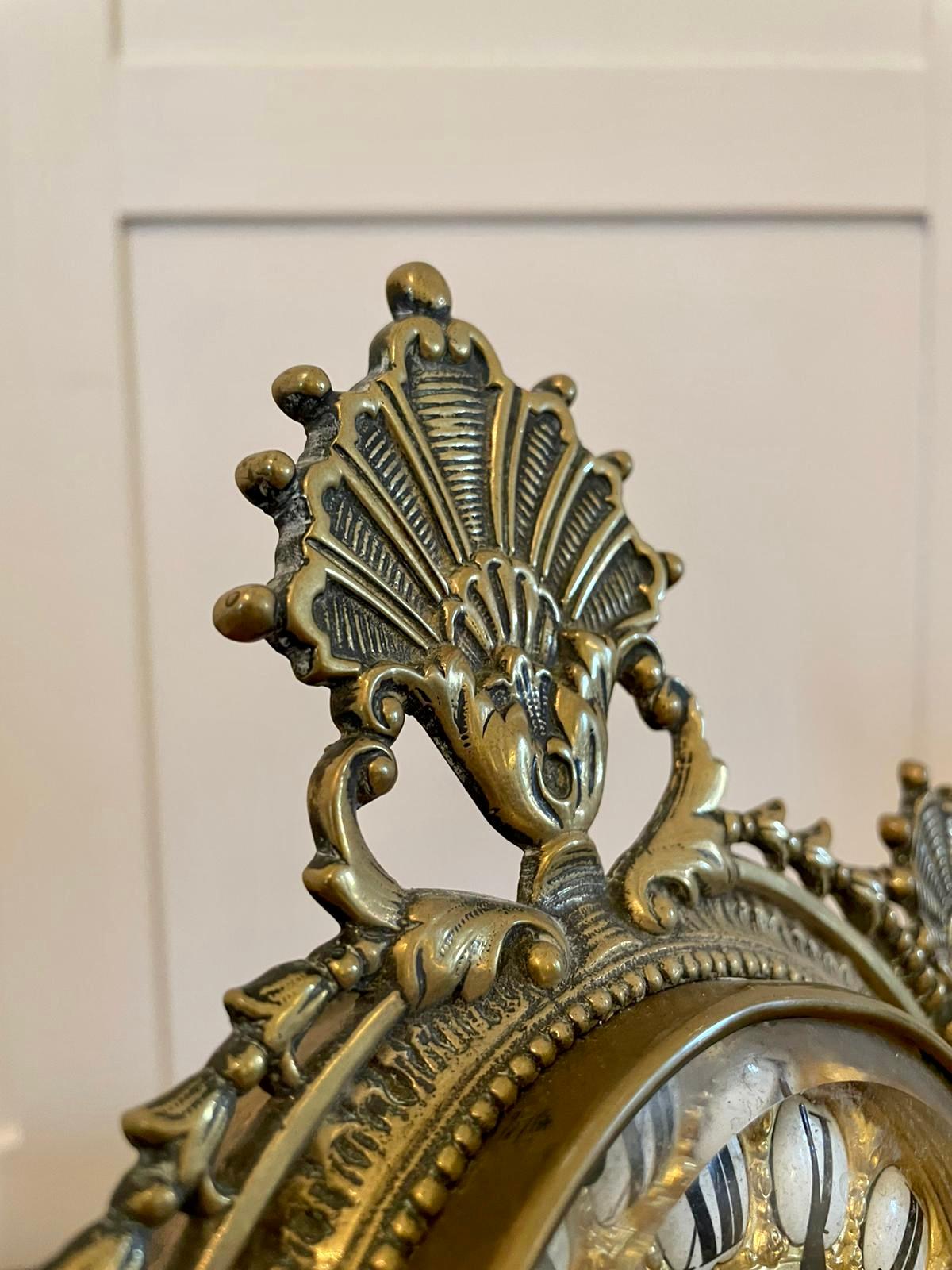 Français 19ème siècle Victorien Antique Horloge de bureau en laiton orné en vente