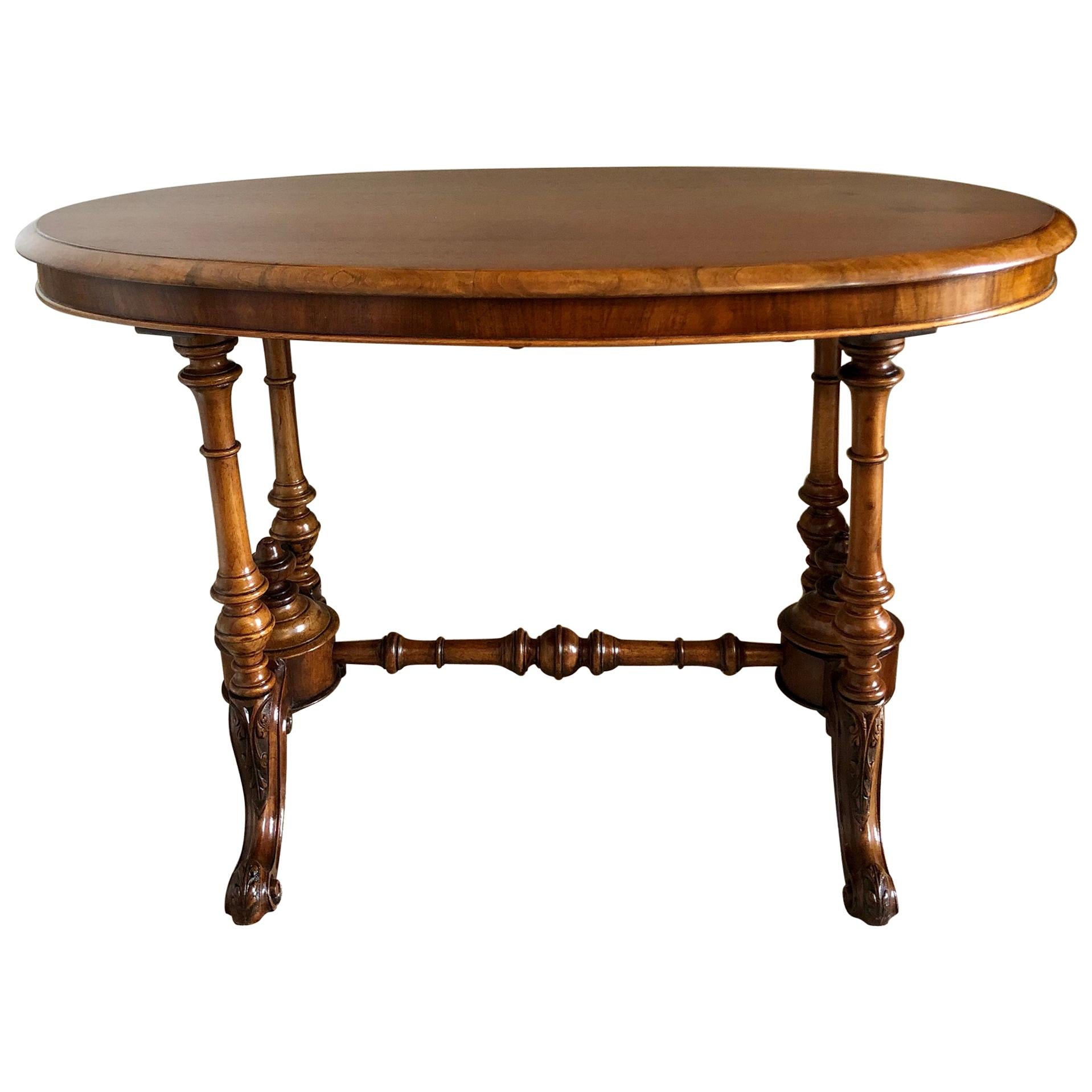 19th Century Victorian Antique Oval Walnut Centre Table