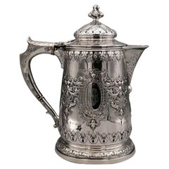 19th Century Victorian Antique Sterling Silver Hot Water Jug