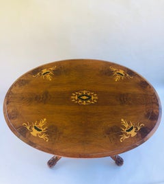 19th Century Victorian Antique Walnut Inlaid Oval Centre/Dining Table