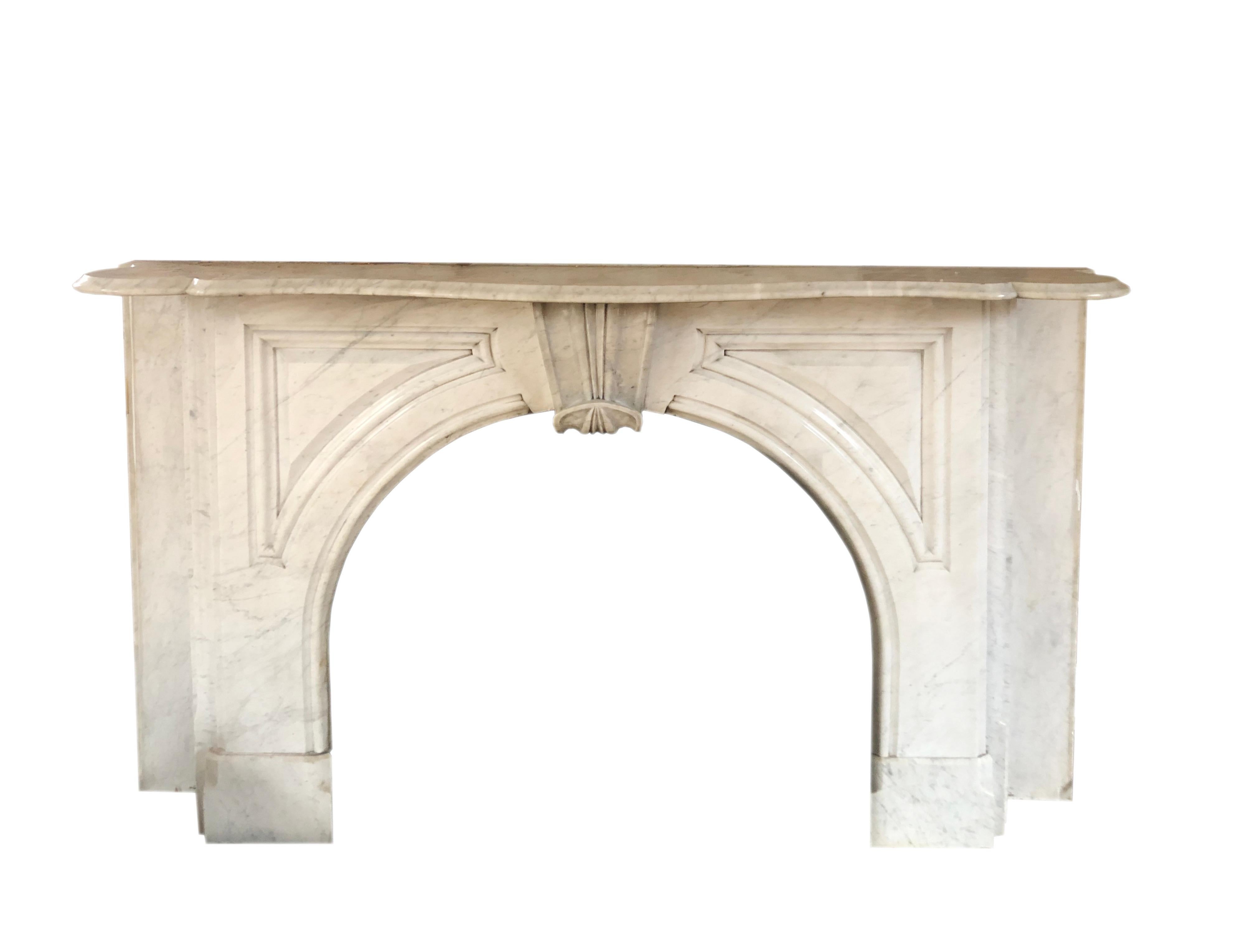 19th Century Victorian Arched Carrara Marble Mantel, Crated for Shipment 6