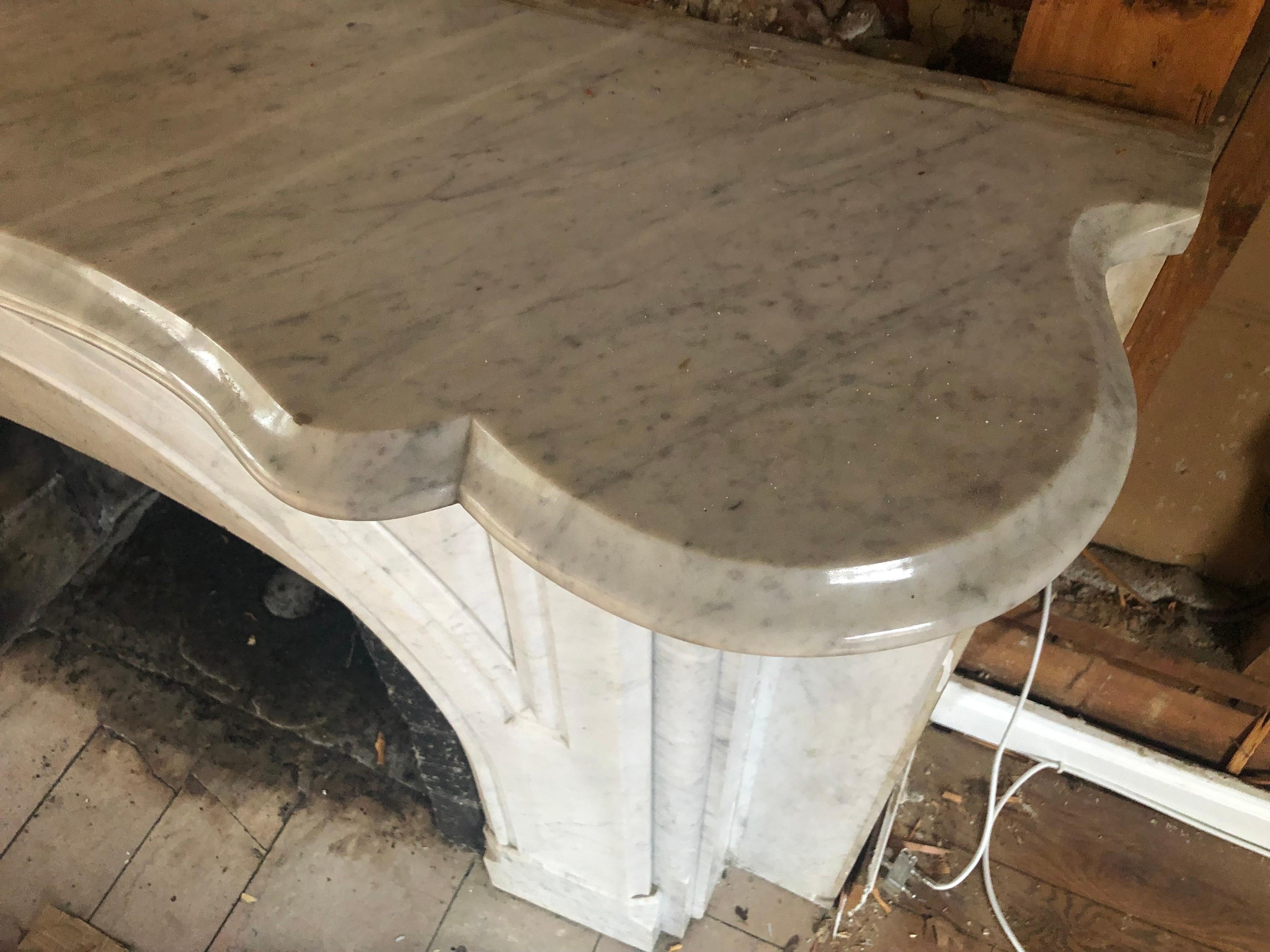 19th Century Victorian Arched Carrara Marble Mantel, Crated for Shipment 2