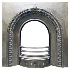 19th Century Victorian Arched Cast Iron Fireplace Insert.