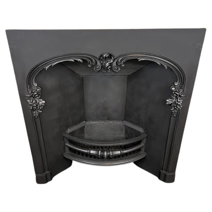 19th Century Victorian Arched Cast-Iron Fireplace Insert For Sale