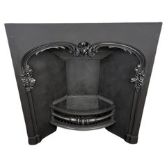 Retro 19th Century Victorian Arched Cast-Iron Fireplace Insert