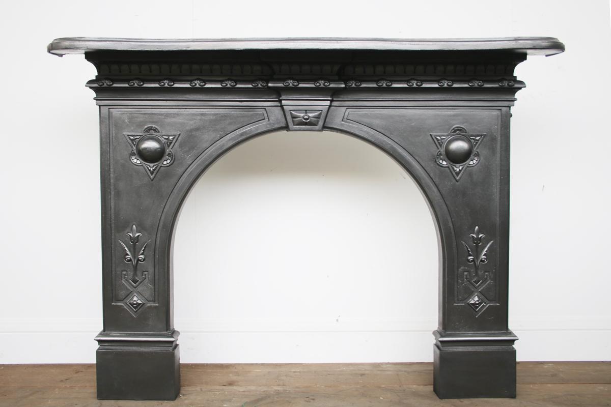 19th Century Victorian Arched Cast Iron Fireplace Surround 3
