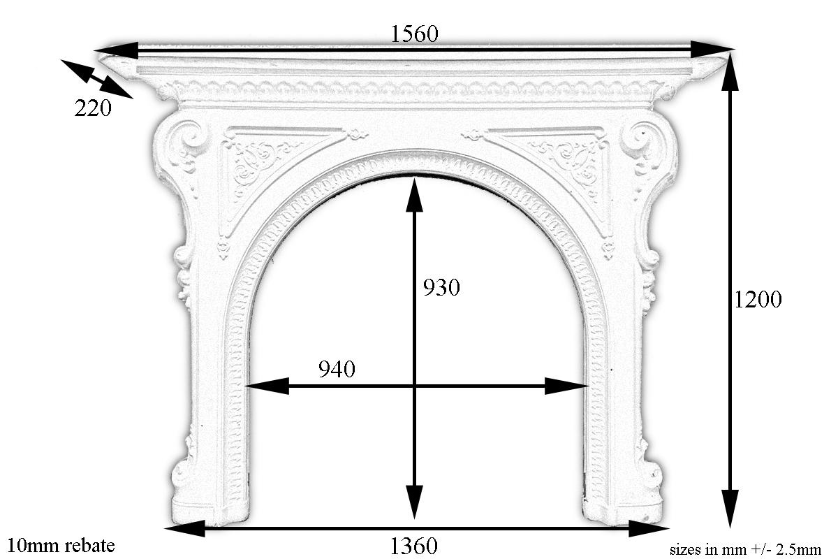 English 19th Century Victorian Arched Cast Iron Fireplace Surround