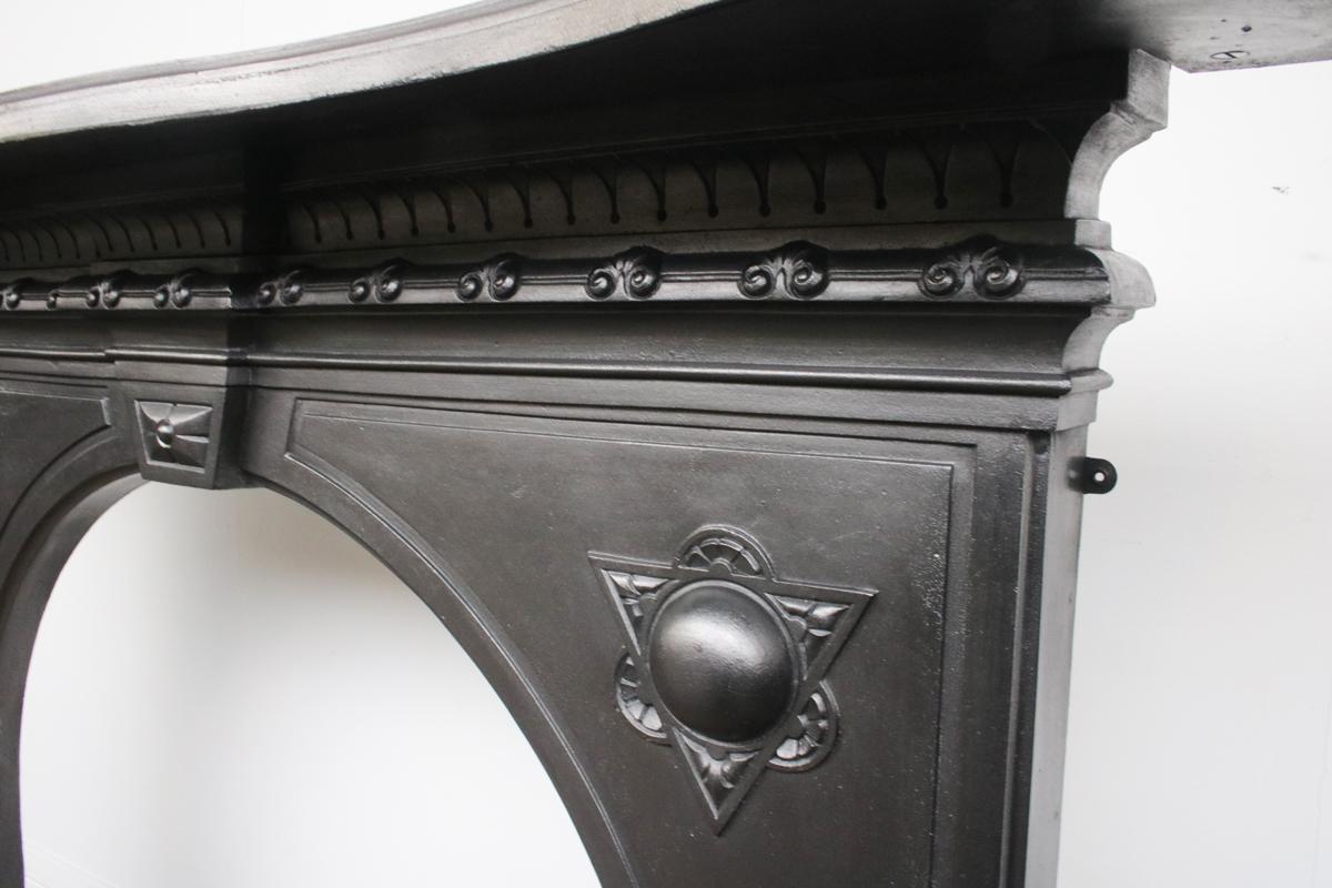 English 19th Century Victorian Arched Cast Iron Fireplace Surround
