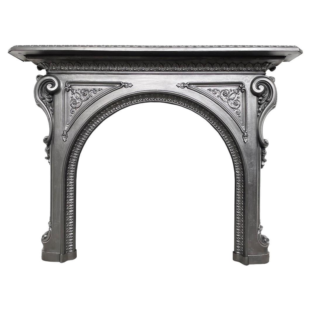 19th Century Victorian Arched Cast Iron Fireplace Surround