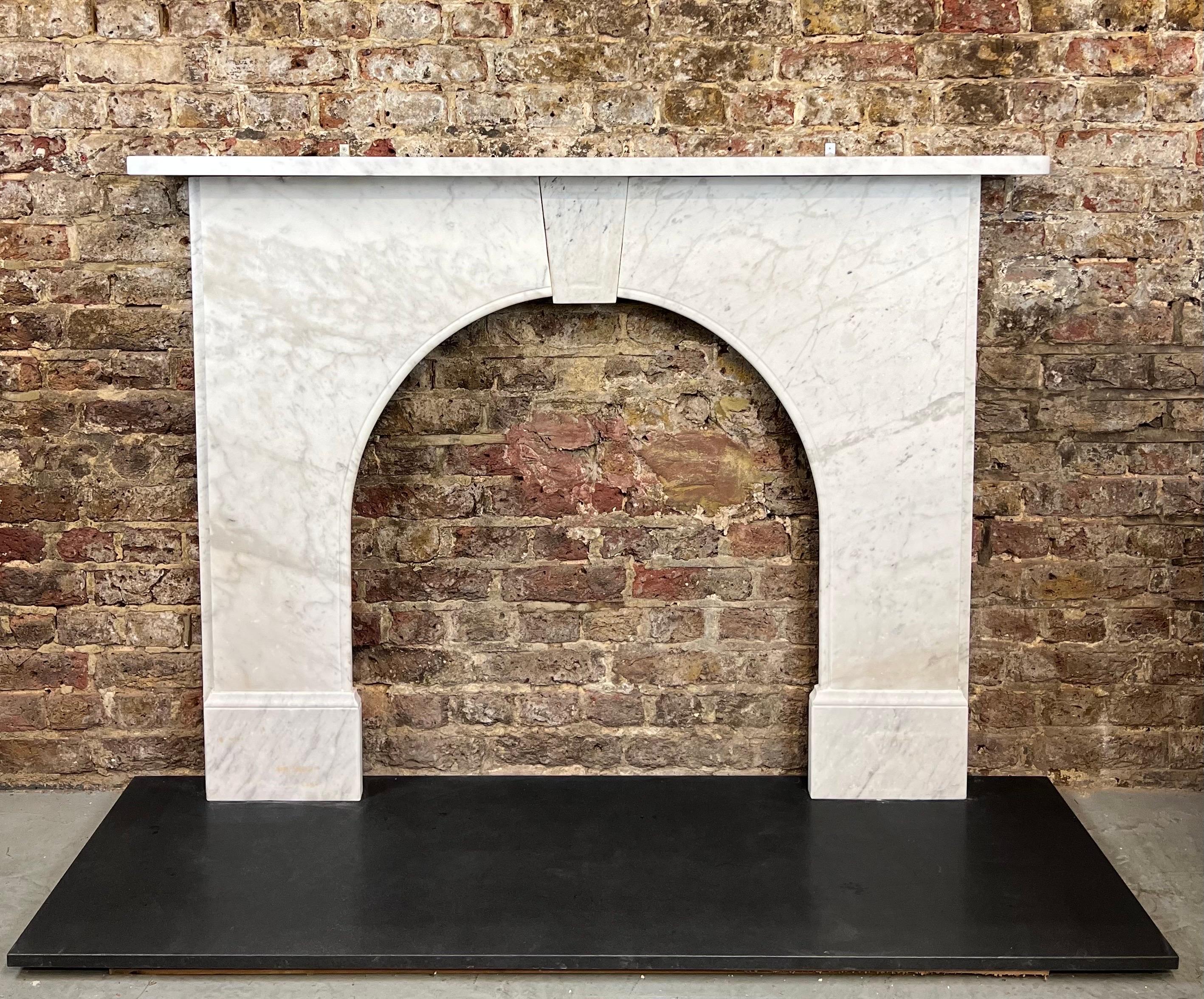 English 19th Century Victorian Arched Marble Fireplace Mantlepiece