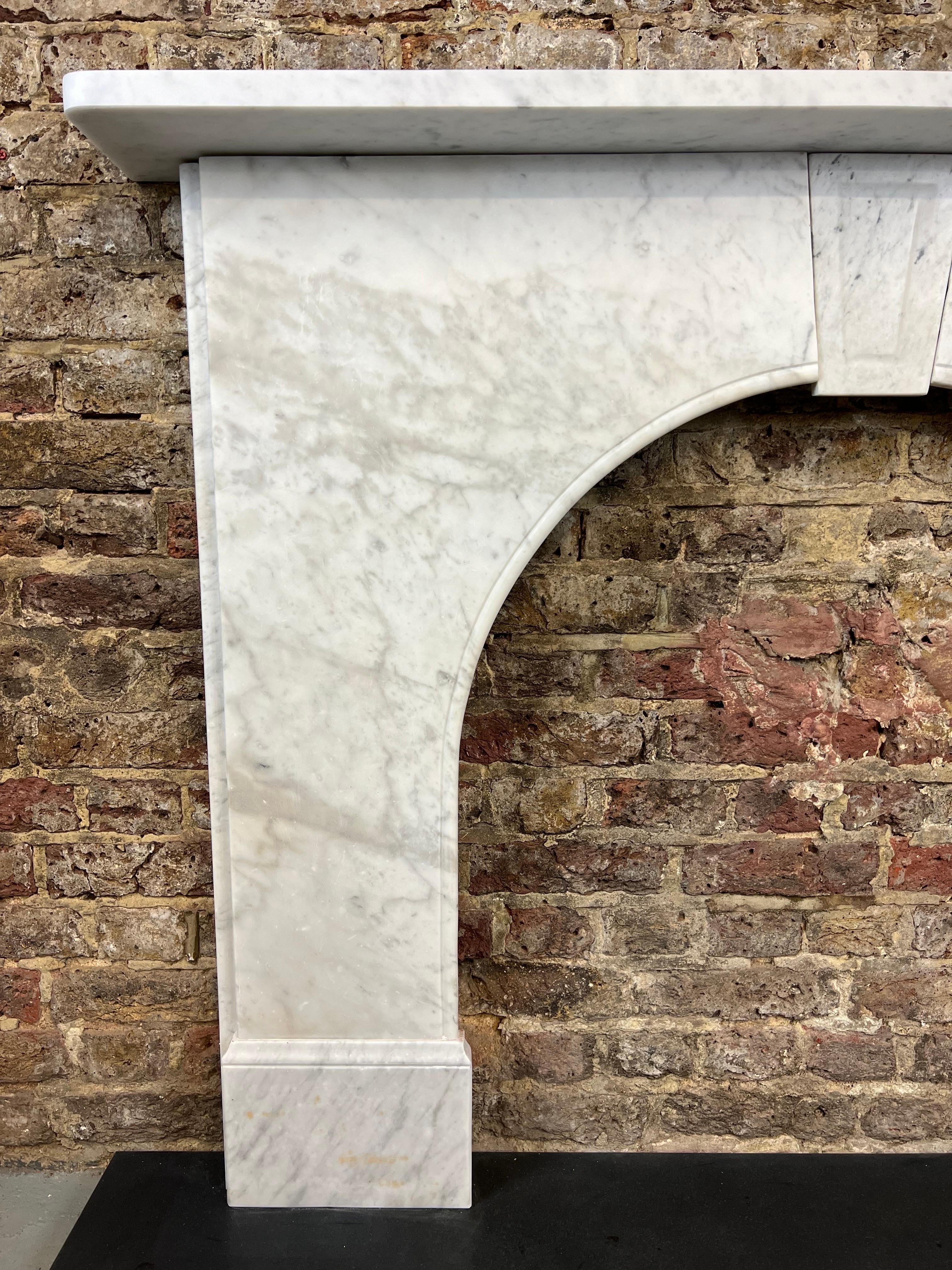 Hand-Carved 19th Century Victorian Arched Marble Fireplace Mantlepiece